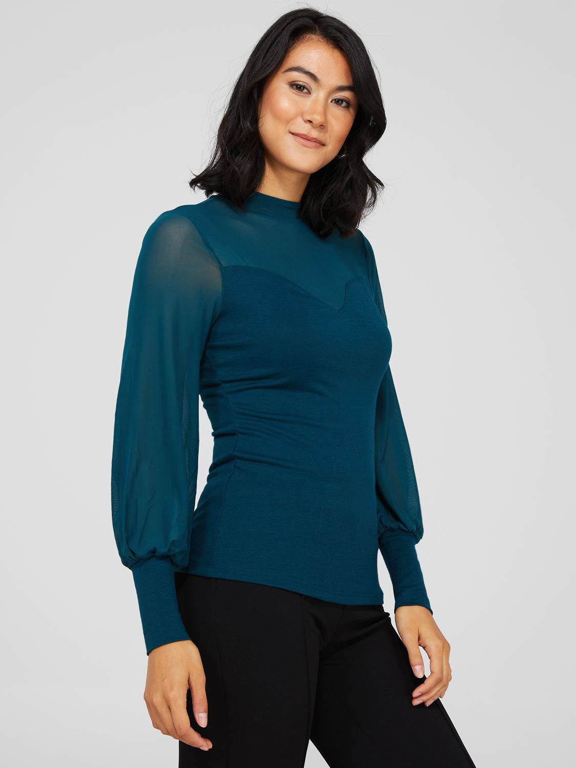 Mesh Mock Neck Sweetheart Top sold by Suzy Shier product image thumbnail 4