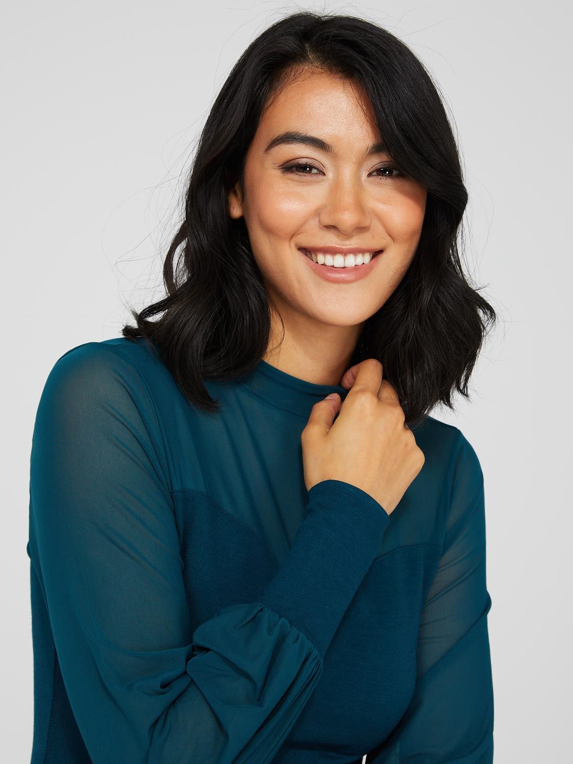 Mesh Mock Neck Sweetheart Top sold by Suzy Shier product image thumbnail 2