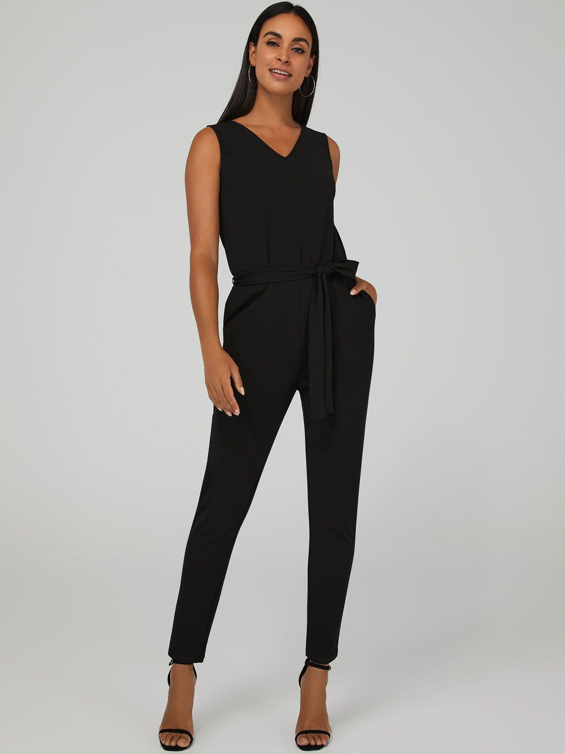 V-Neck Straight Leg Jumpsuit sold by Suzy Shier