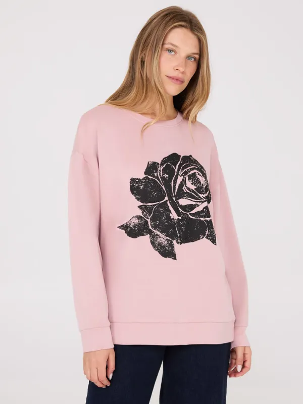 Rhinestone Flower Graphic Sweatshirt sold by Suzy Shier