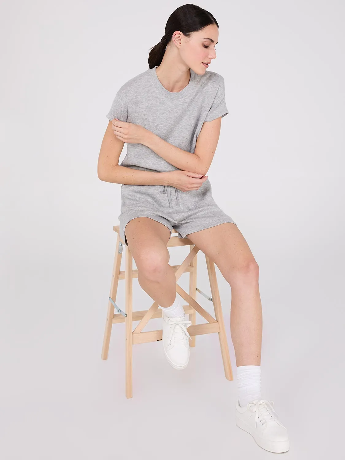 Cloud Fleece Drop Shoulder Waisted T-Shirt sold by Suzy Shier product image thumbnail 2