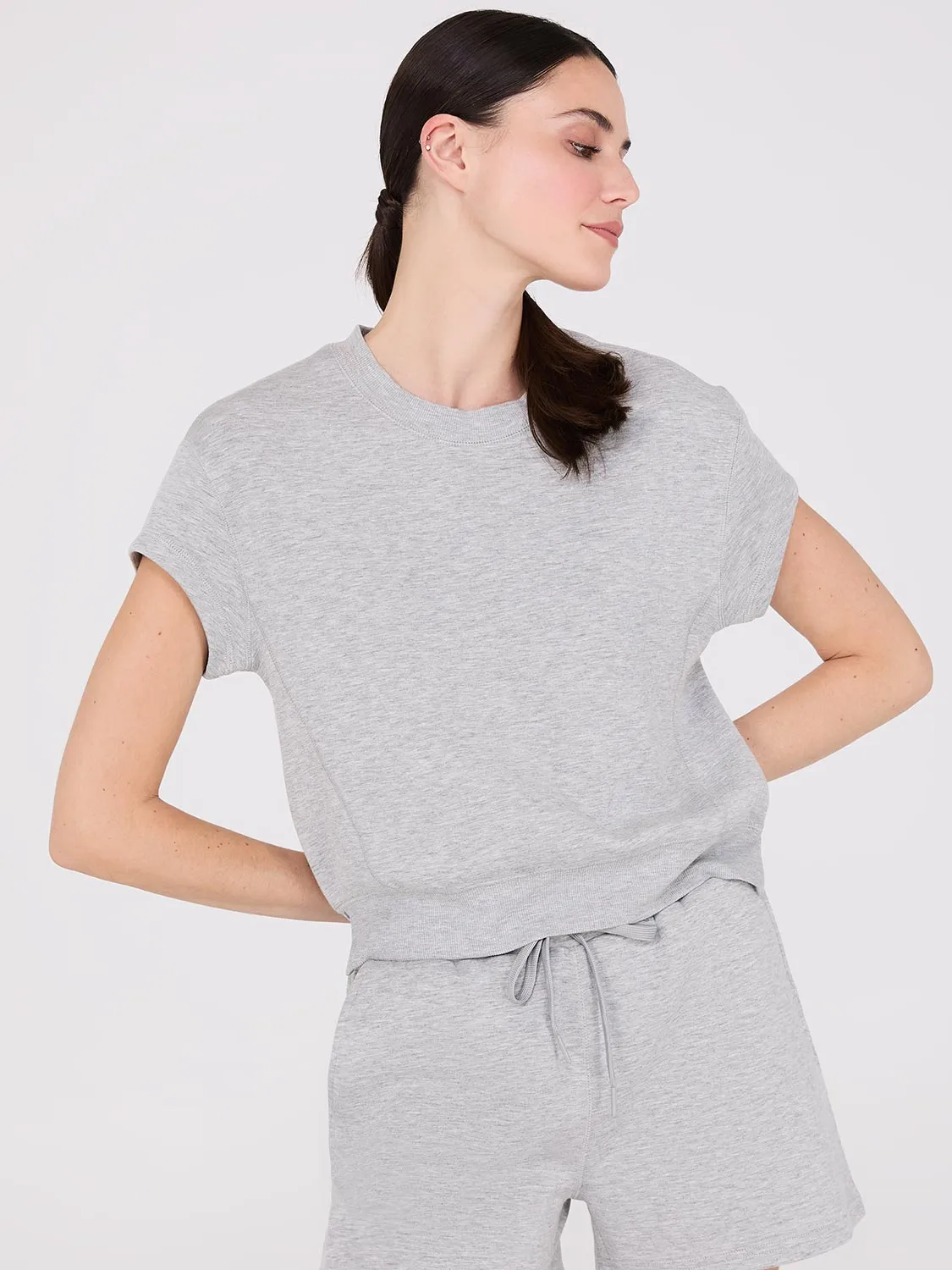 Cloud Fleece Drop Shoulder Waisted T-Shirt sold by Suzy Shier