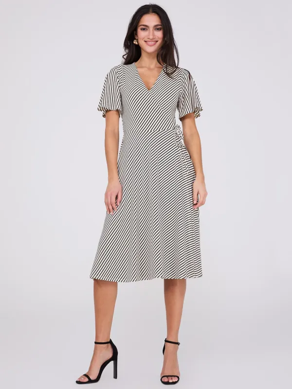 Striped Midi Wrap Dress sold by Suzy Shier