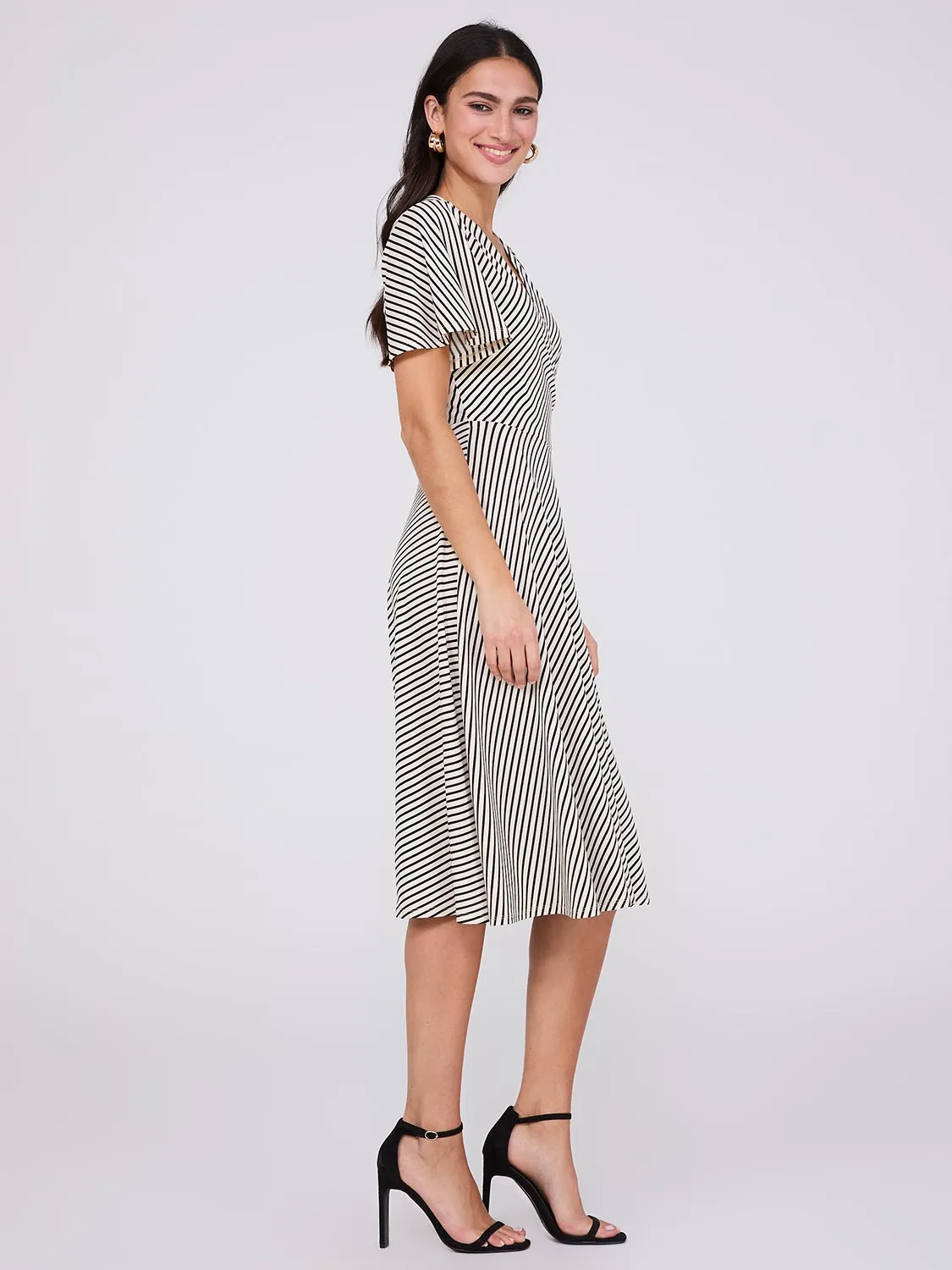 Striped Midi Wrap Dress sold by Suzy Shier product image thumbnail 3