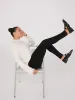 High-Rise Pants With Faux Leather Waistband sold by Suzy Shier