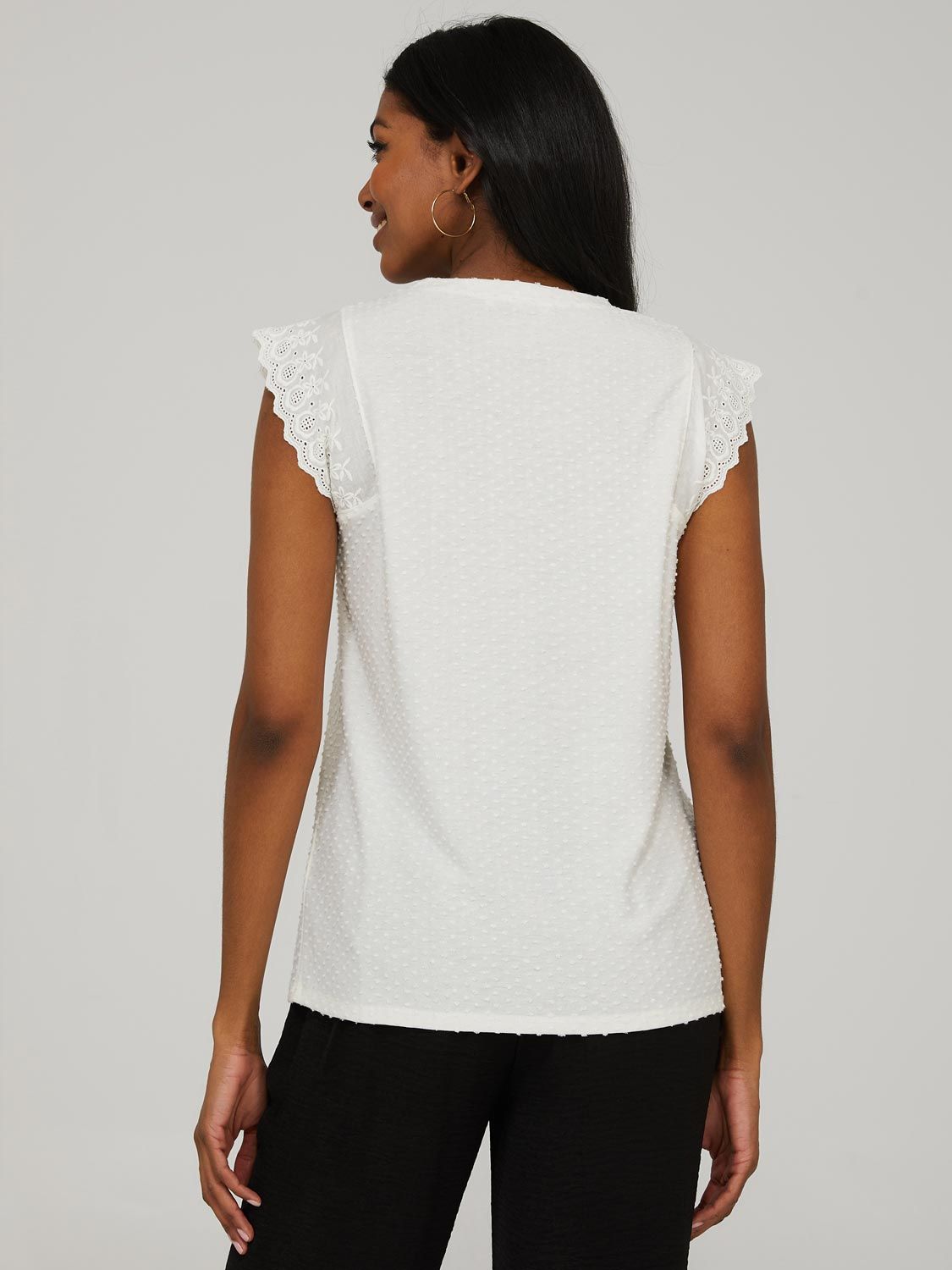 Crew Neck Top With Embroidered Sleeves sold by Suzy Shier product image thumbnail 4