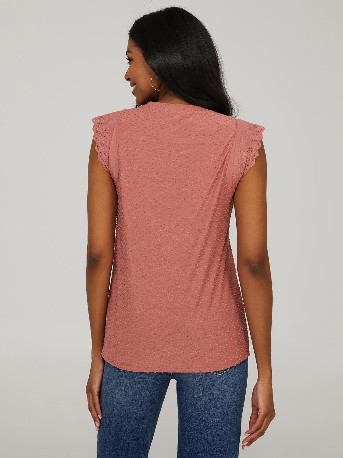 Crew Neck Top With Embroidered Sleeves sold by Suzy Shier product image thumbnail 14