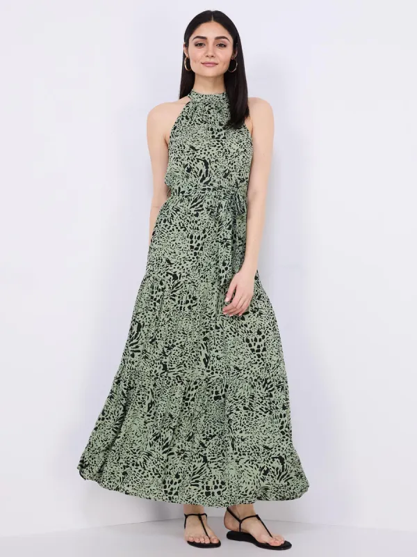 Printed Halter Neck Maxi Dress sold by Suzy Shier