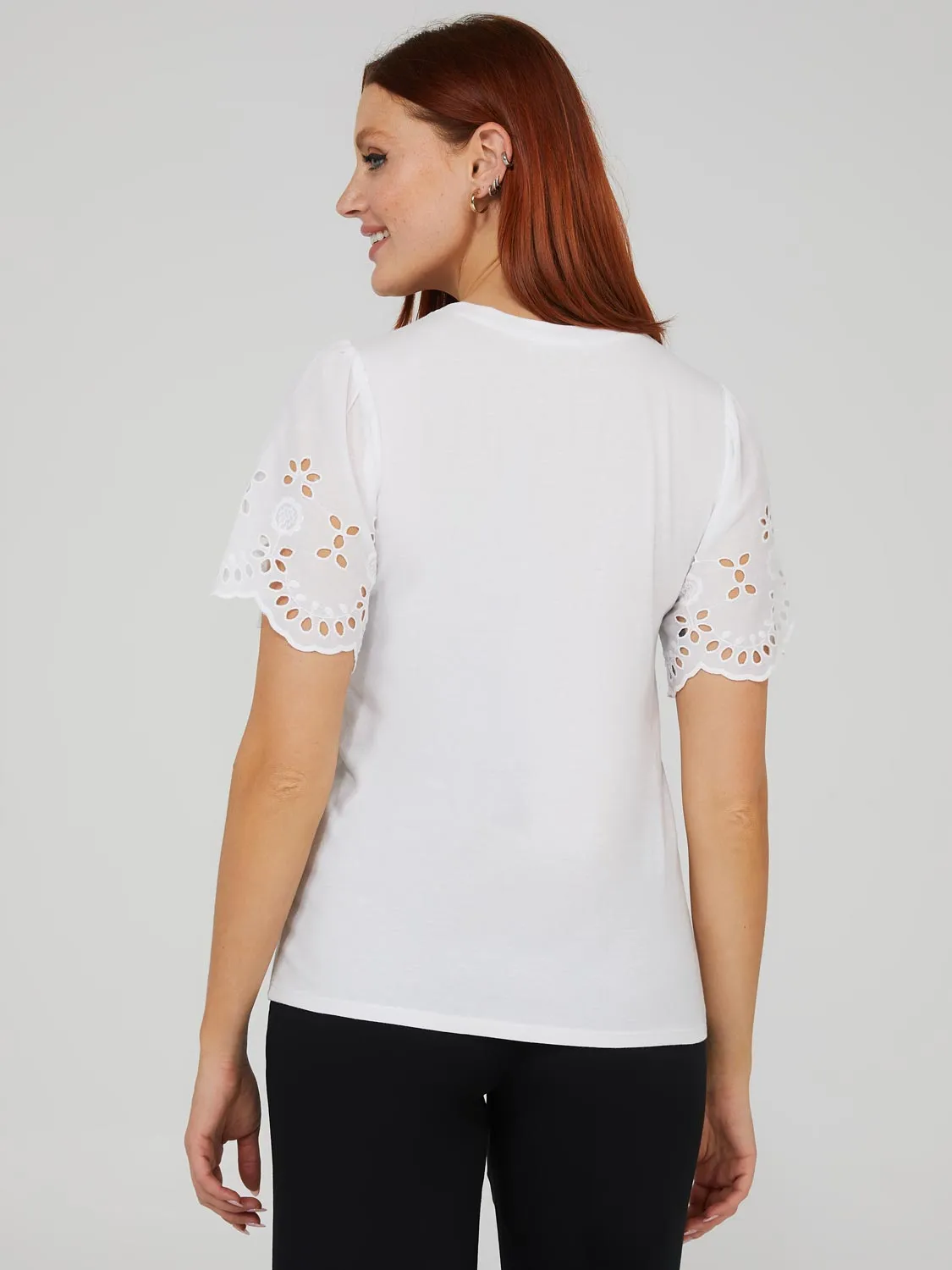 Eyelet Scallop Edge Sleeve Top sold by Suzy Shier product image thumbnail 4
