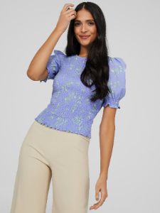 Printed Smocked Chiffon Top sold by Suzy Shier