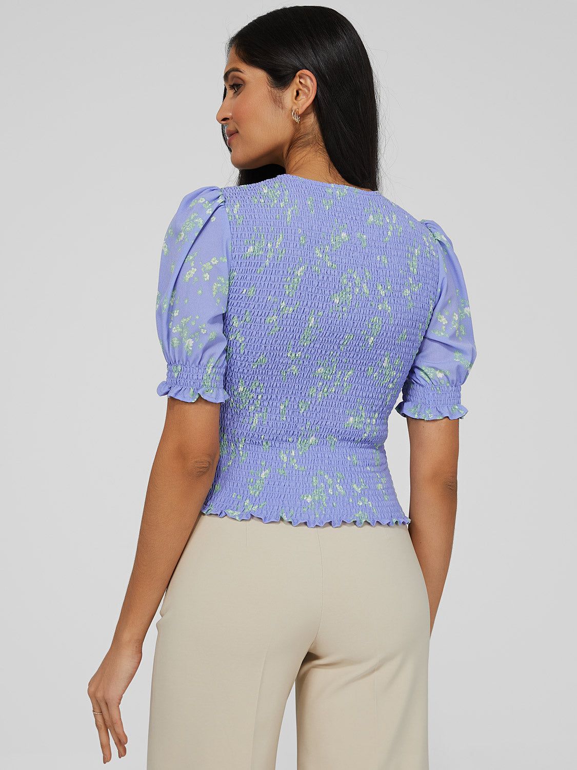 Printed Smocked Chiffon Top sold by Suzy Shier product image thumbnail 6