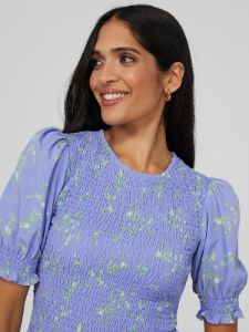 Printed Smocked Chiffon Top sold by Suzy Shier