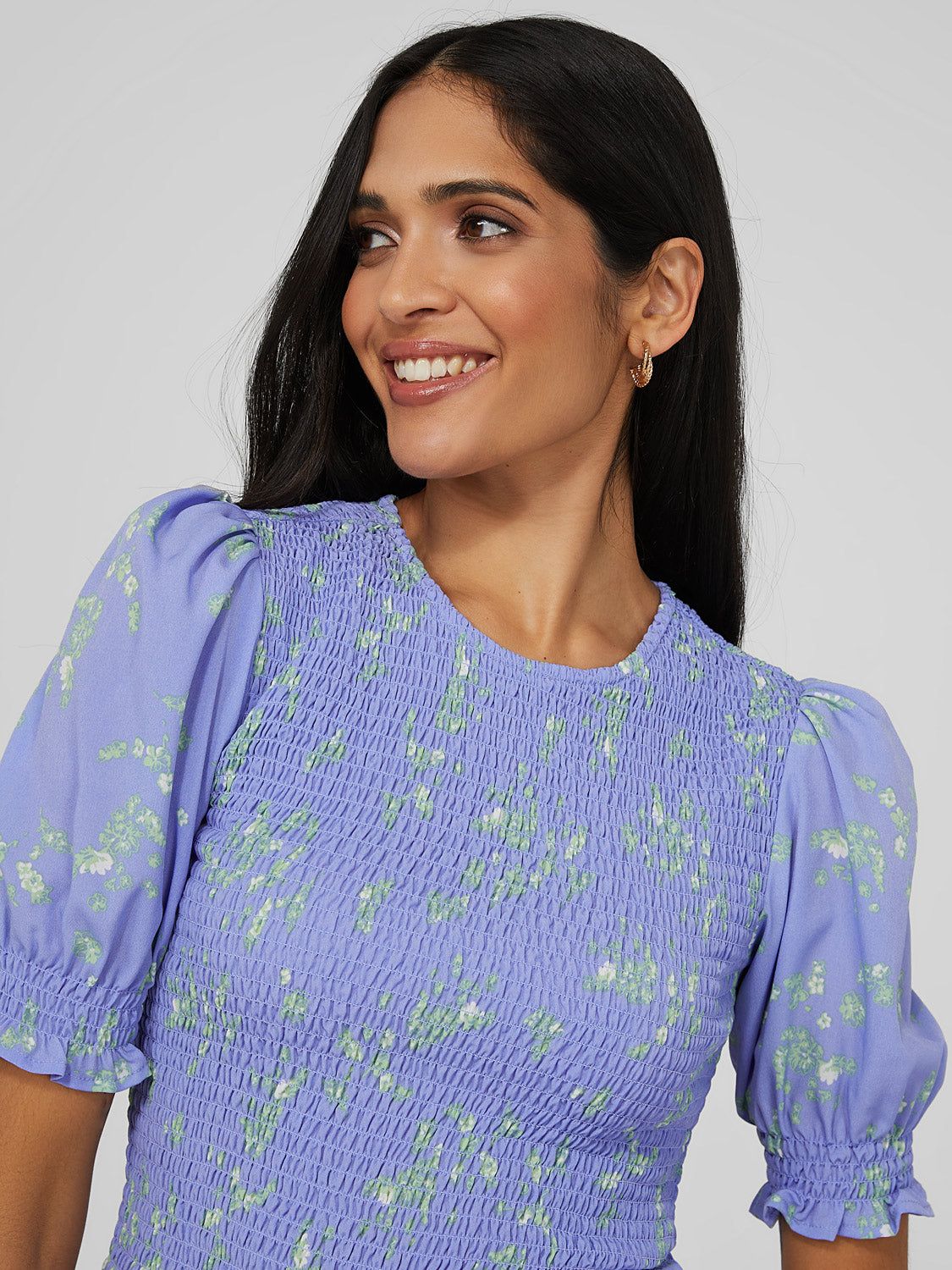 Printed Smocked Chiffon Top sold by Suzy Shier product image thumbnail 3