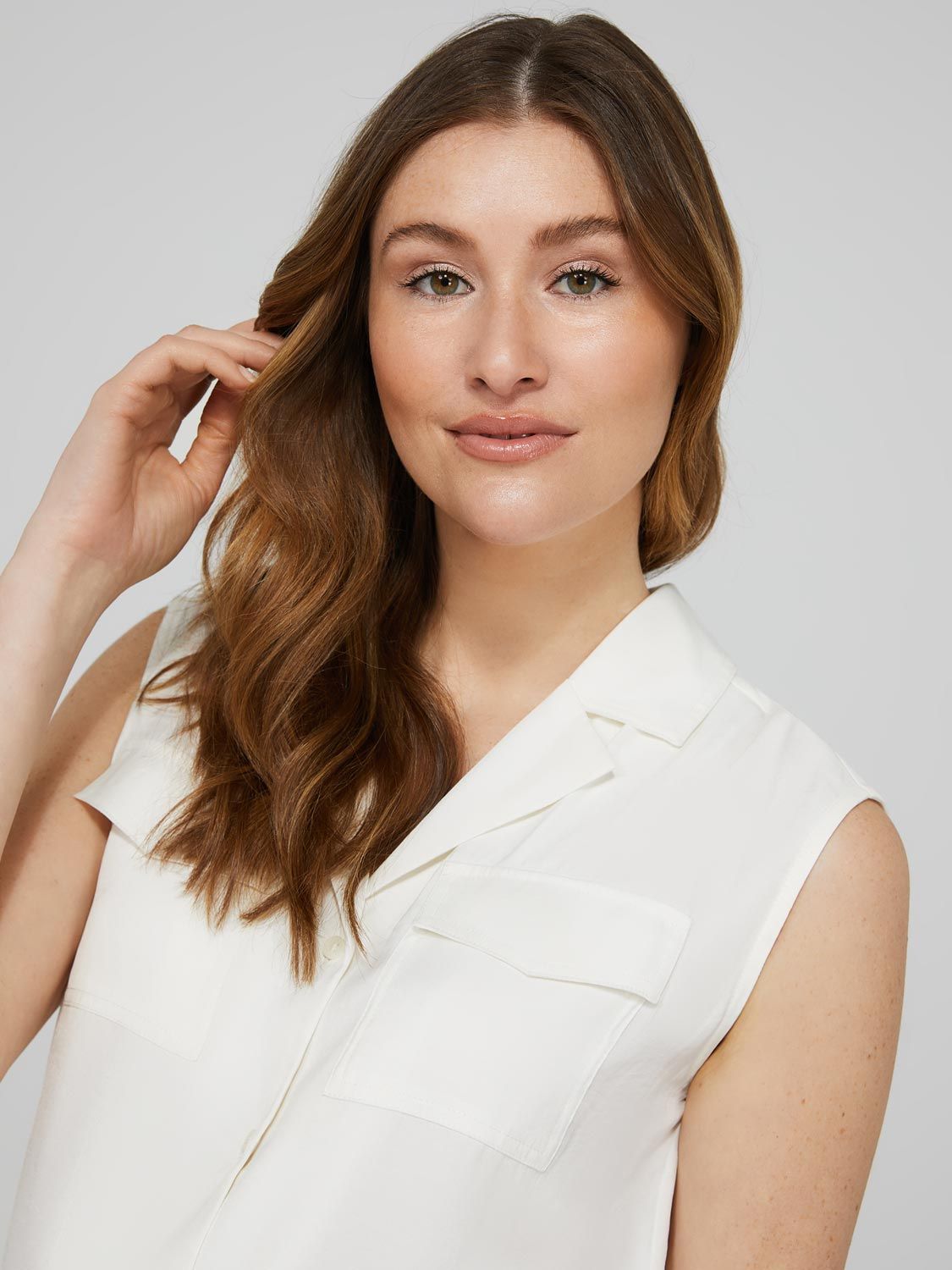 Cap Sleeve Button-Down Blouse sold by Suzy Shier product image thumbnail 2