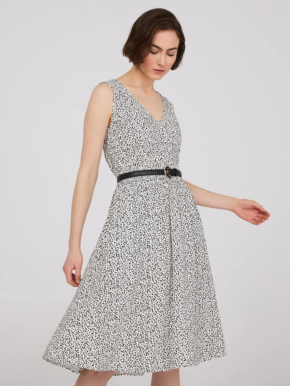 Dot Print Midi Dress With Smocked Details sold by Suzy Shier product image thumbnail 2