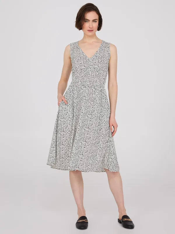 Dot Print Midi Dress With Smocked Details sold by Suzy Shier