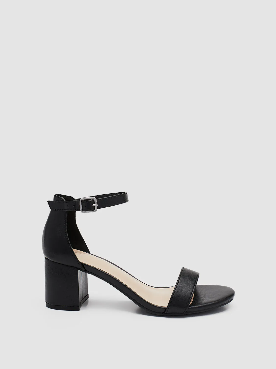Open Round Toe Low Block Heel Sandal sold by Suzy Shier