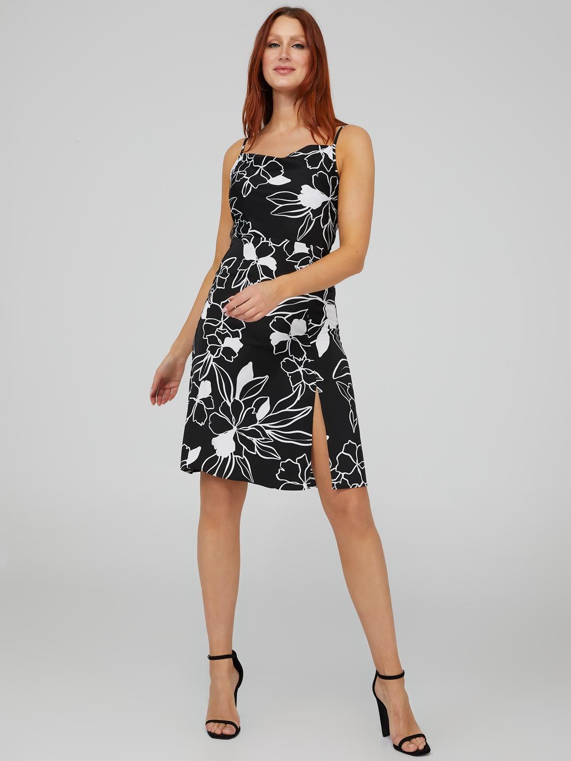 Printed Satin Cowl Neck Midi Dress sold by Suzy Shier
