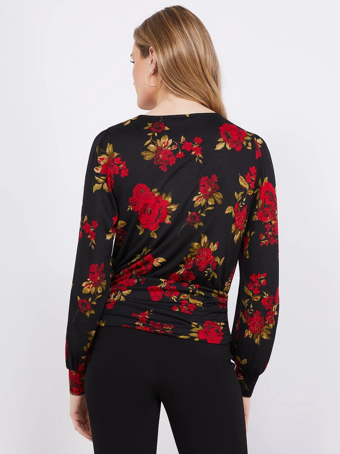 Textured Floral Print Top With Front Keyhole sold by Suzy Shier product image thumbnail 5