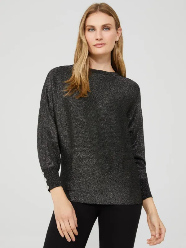 Long Dolman Sleeve Metallic Sweater sold by Suzy Shier