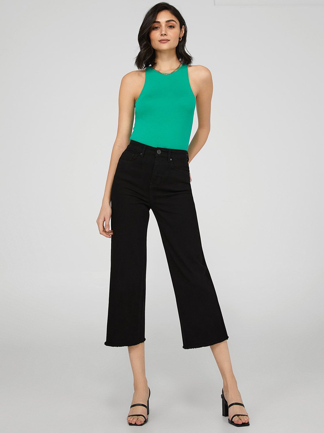 Cropped Raw Edge Wide Leg Gaucho Pants sold by Suzy Shier