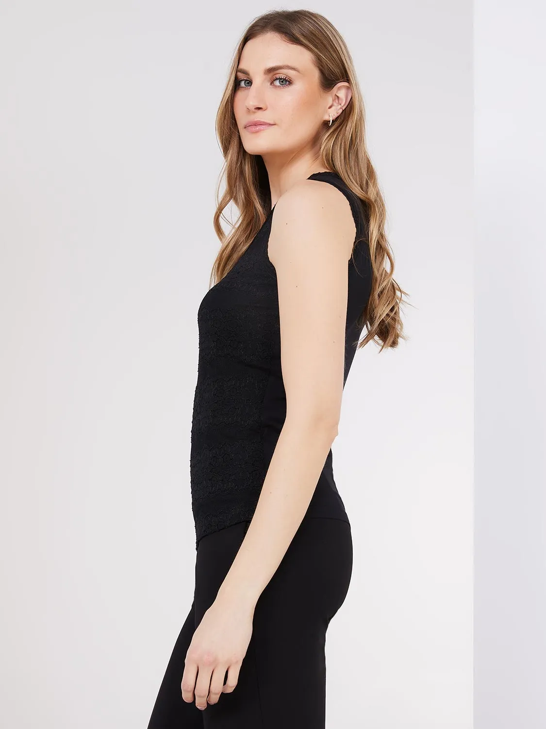 Sleeveless Lace Front Tank Top sold by Suzy Shier product image thumbnail 4