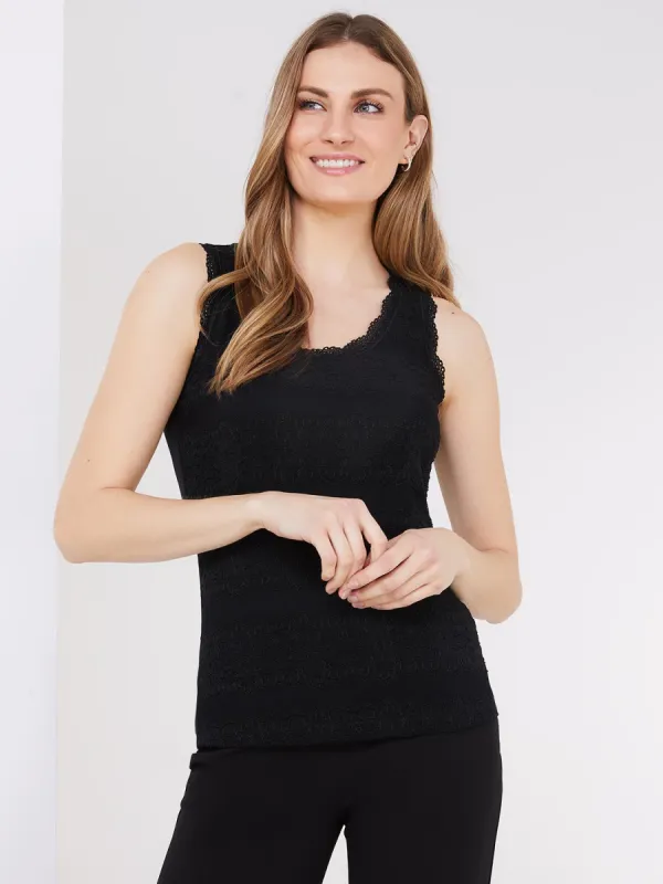 Sleeveless Lace Front Tank Top sold by Suzy Shier