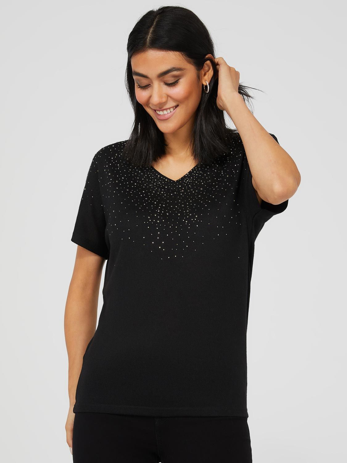 Studded Short Sleeve V-Neck Top sold by Suzy Shier product image thumbnail 3