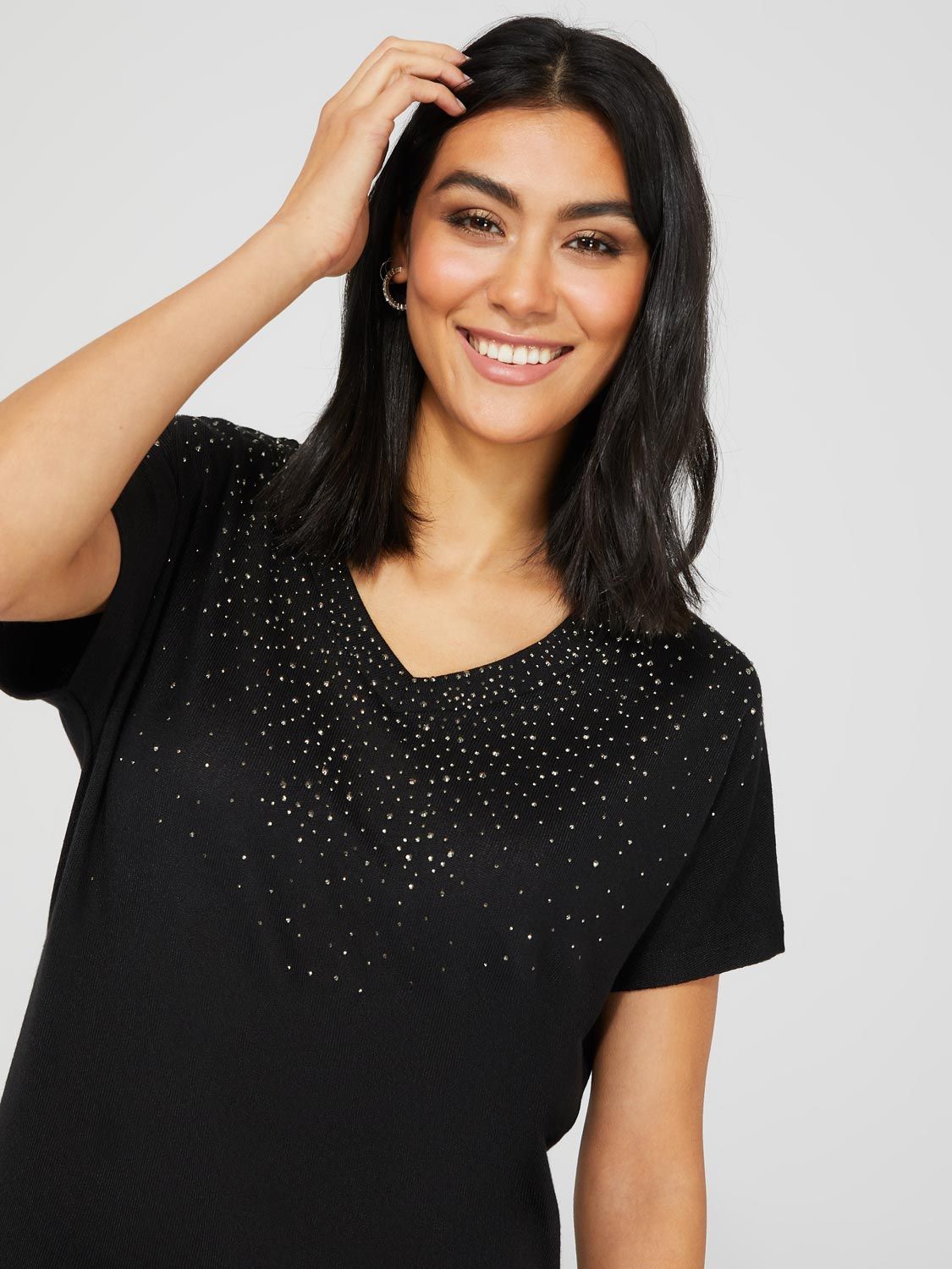 Studded Short Sleeve V-Neck Top sold by Suzy Shier product image thumbnail 2