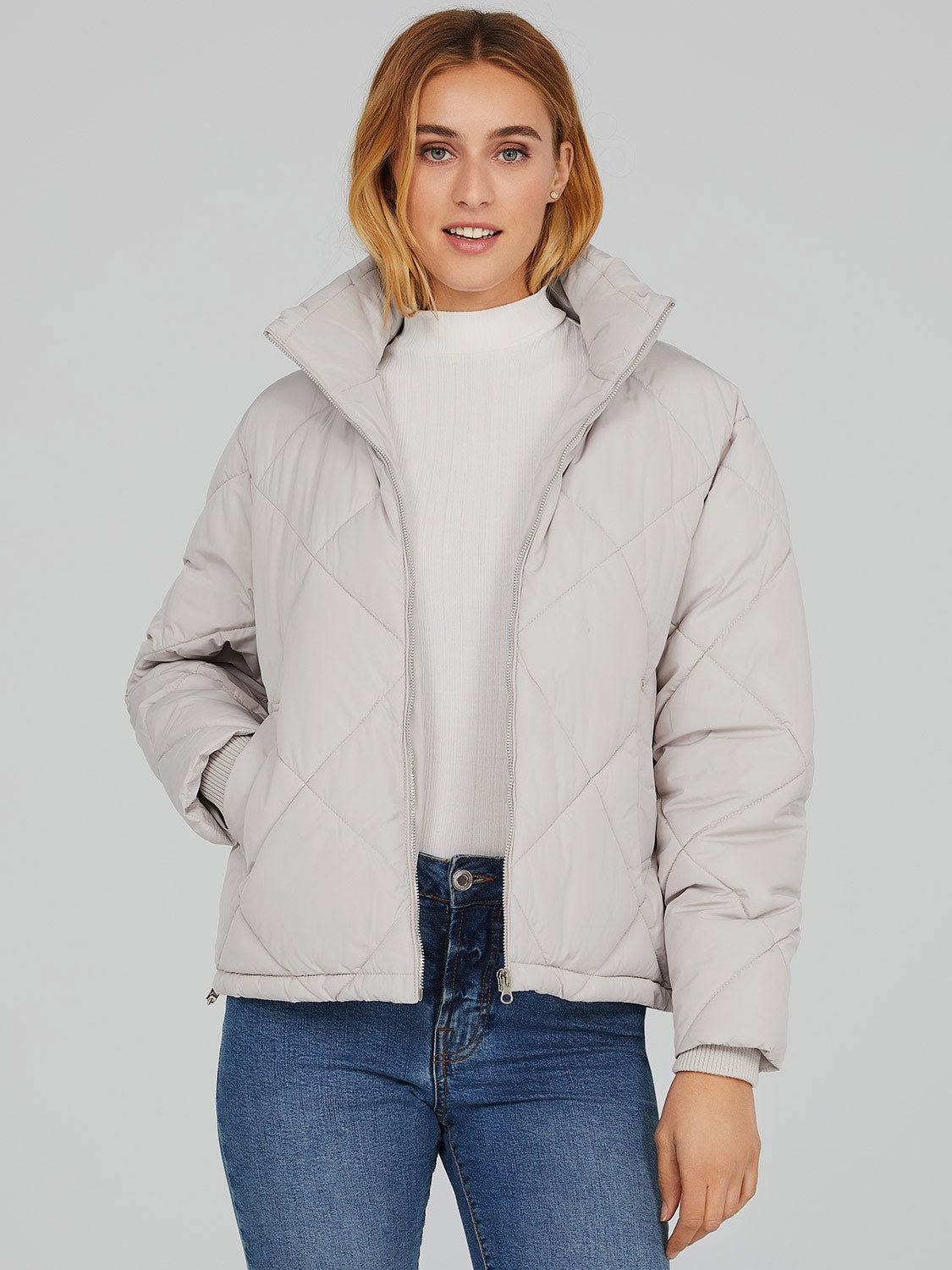 Diamond Quilted Puffer Jacket sold by Suzy Shier