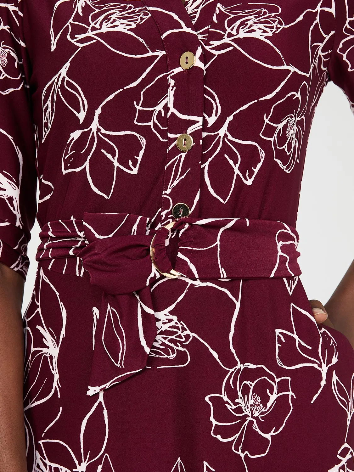 Floral Print Button-Front Midi Dress With Pockets sold by Suzy Shier product image thumbnail 3