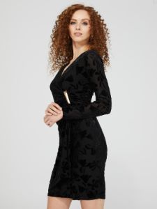 Long Sleeve Velvet Crossover Knee Length Dress sold by Suzy Shier