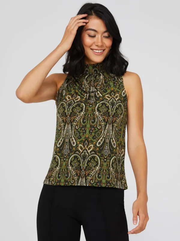 Sleeveless Paisley Print Mock Neck Top sold by Suzy Shier