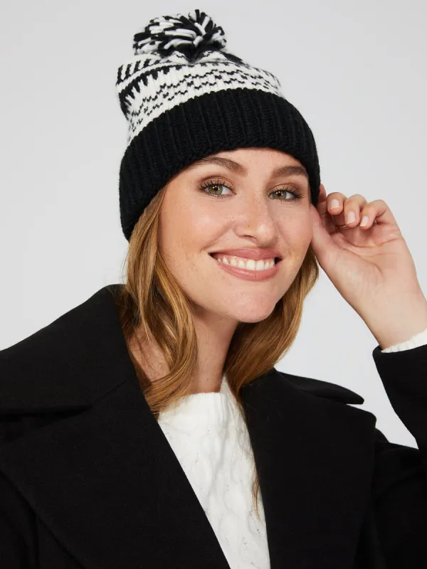 Jacquard Hat With Pom Pom sold by Suzy Shier