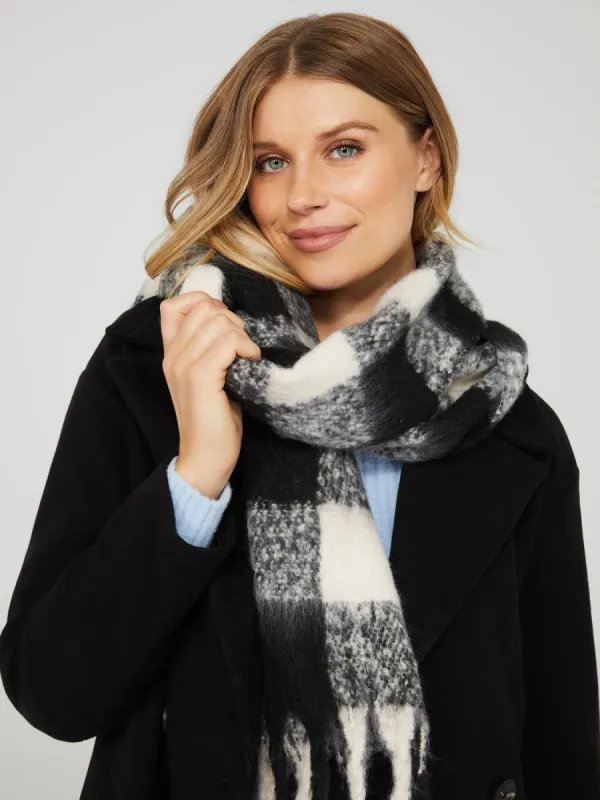 Brushed Check Scarf With Frayed Edges sold by Suzy Shier