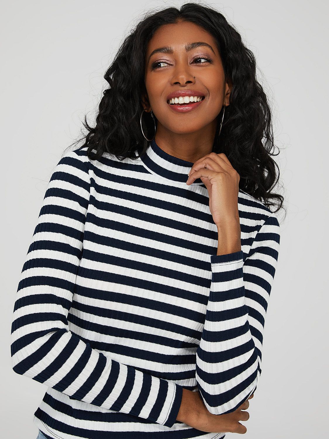 Striped Mock Neck Top sold by Suzy Shier product image thumbnail 2