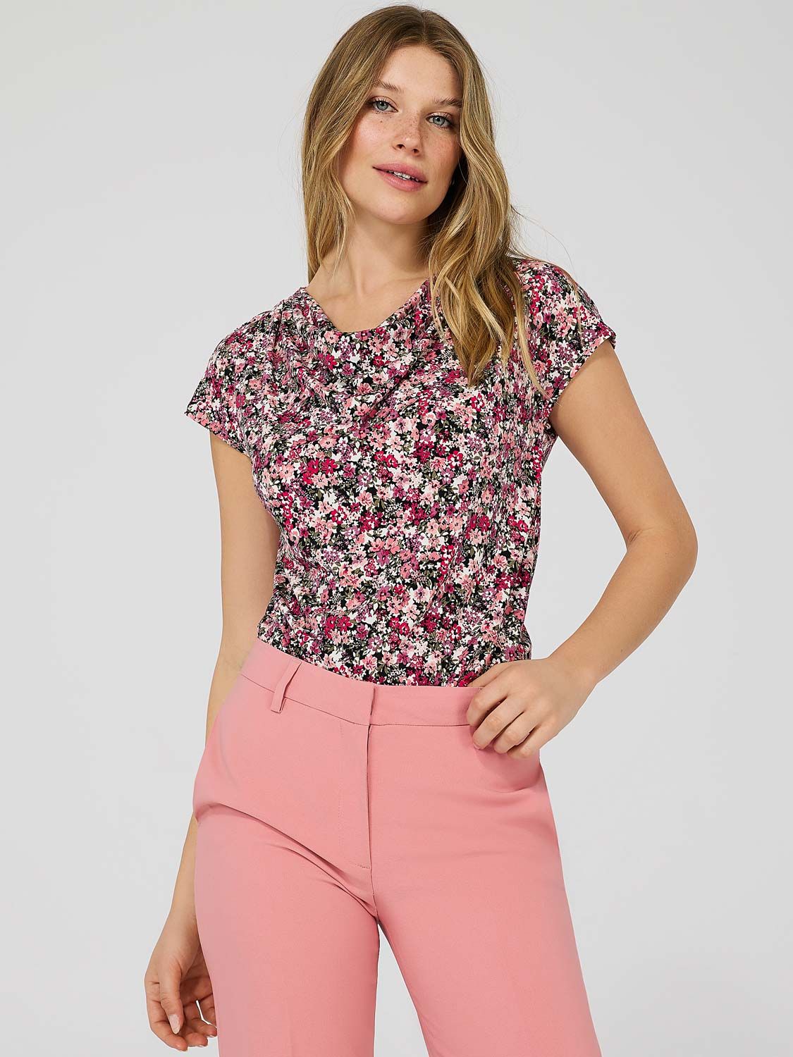 Draped Neck Dolman Sleeve Top sold by Suzy Shier