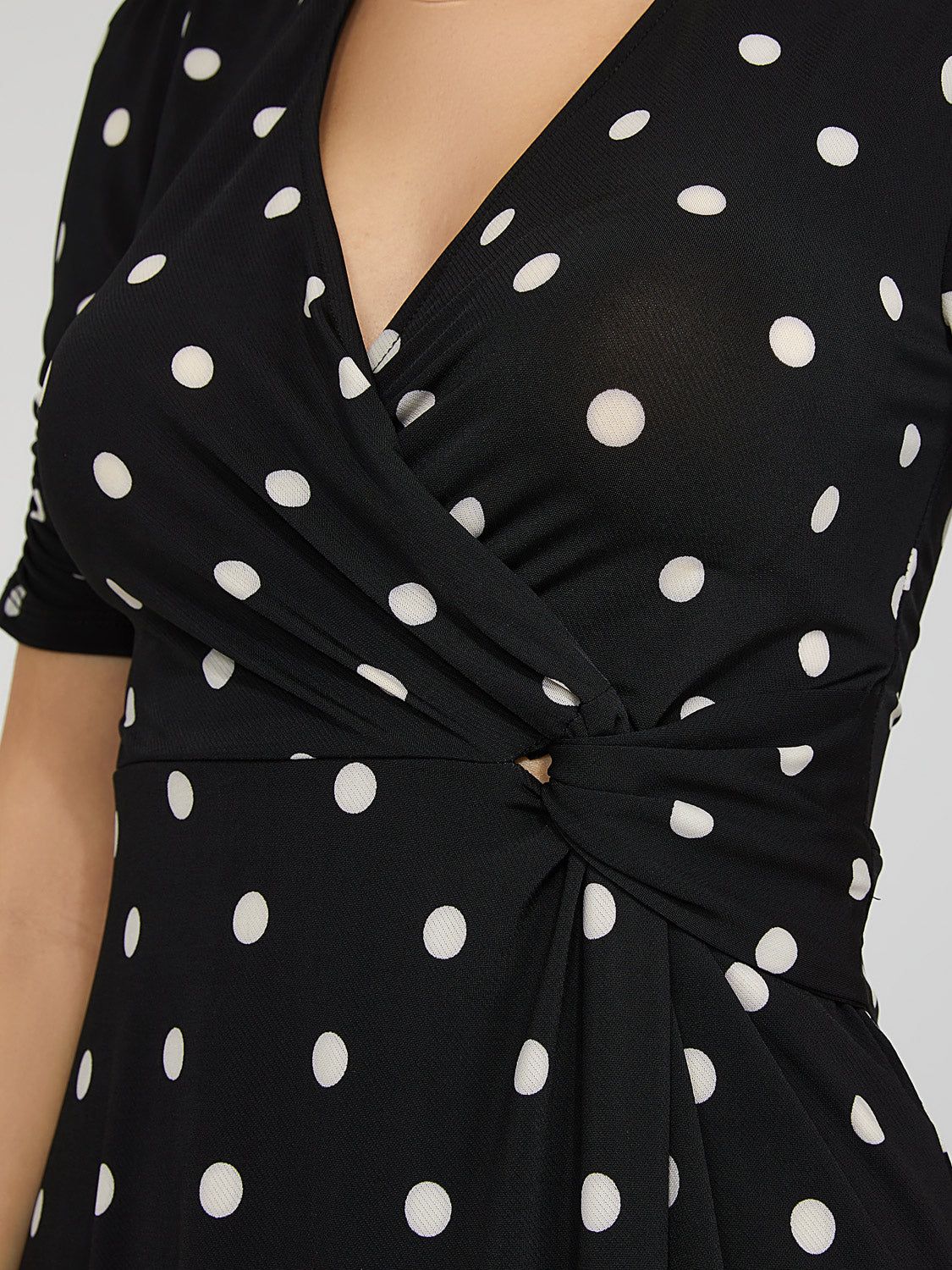 Polka Dot Midi Dress With Wrap Knot Detail sold by Suzy Shier product image thumbnail 6