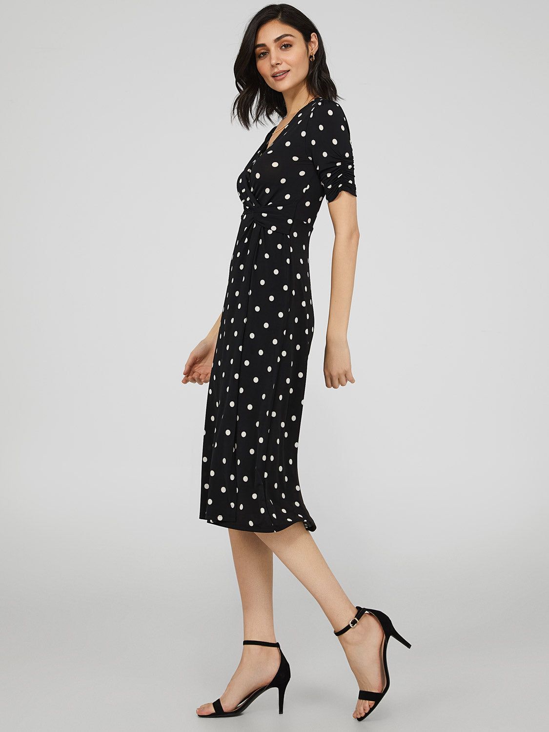 Polka Dot Midi Dress With Wrap Knot Detail sold by Suzy Shier product image thumbnail 3