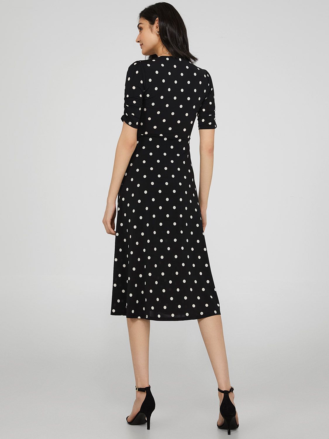 Polka Dot Midi Dress With Wrap Knot Detail sold by Suzy Shier product image thumbnail 5