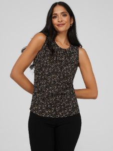 Sleeveless Pleated Neck Top sold by Suzy Shier