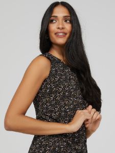Sleeveless Pleated Neck Top sold by Suzy Shier