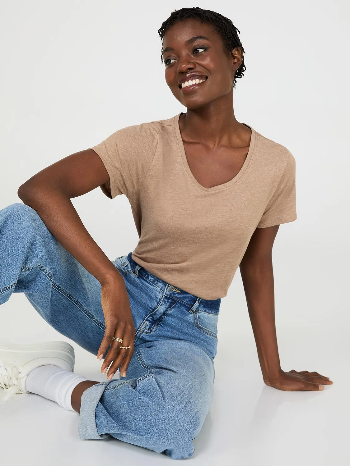 Scoop Neck Melange T-Shirt sold by Suzy Shier product image thumbnail 5