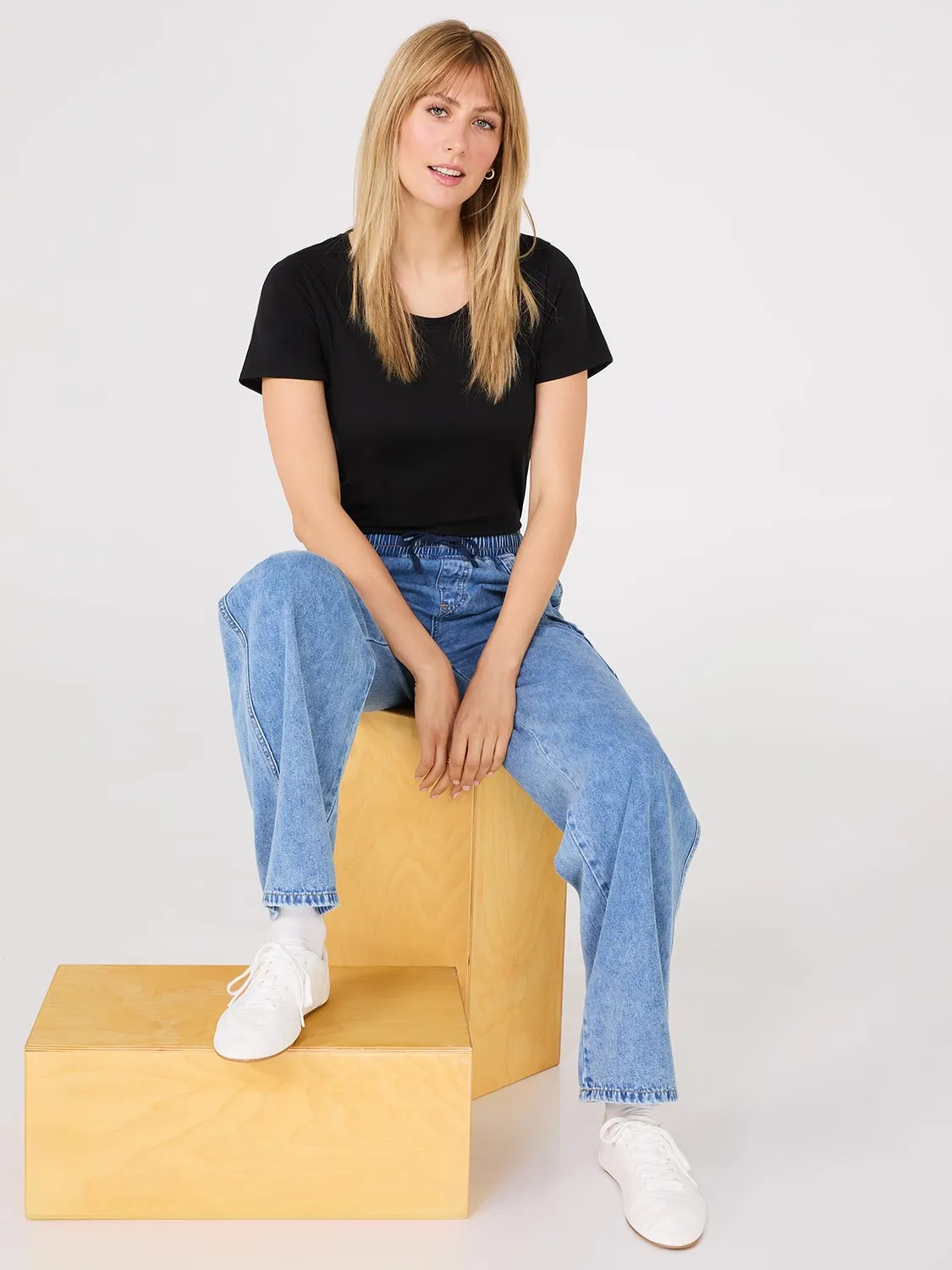 Scoop Neck Melange T-Shirt sold by Suzy Shier