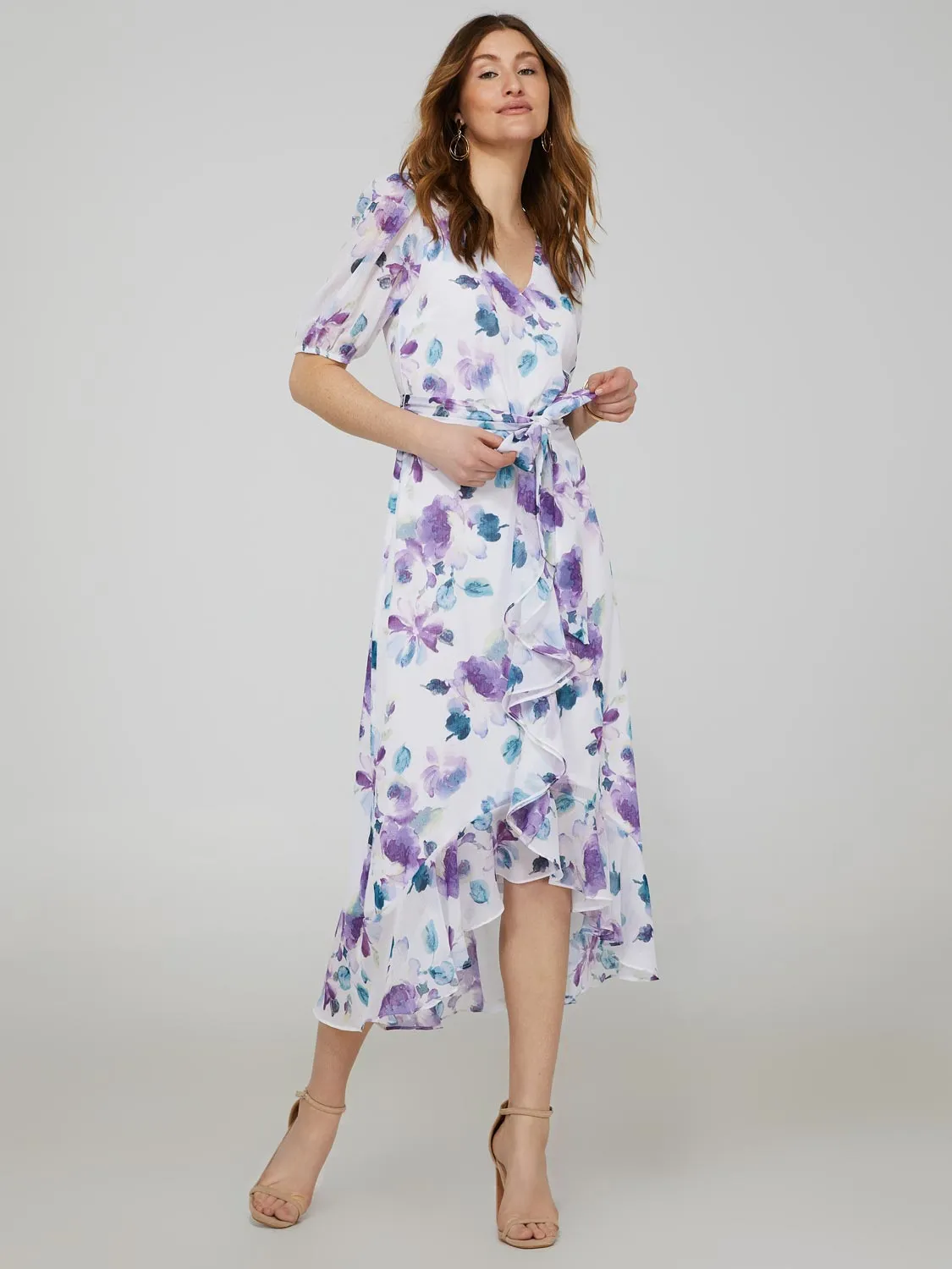 Printed High-Twist Dress With Ruffled Skirt sold by Suzy Shier product image thumbnail 2