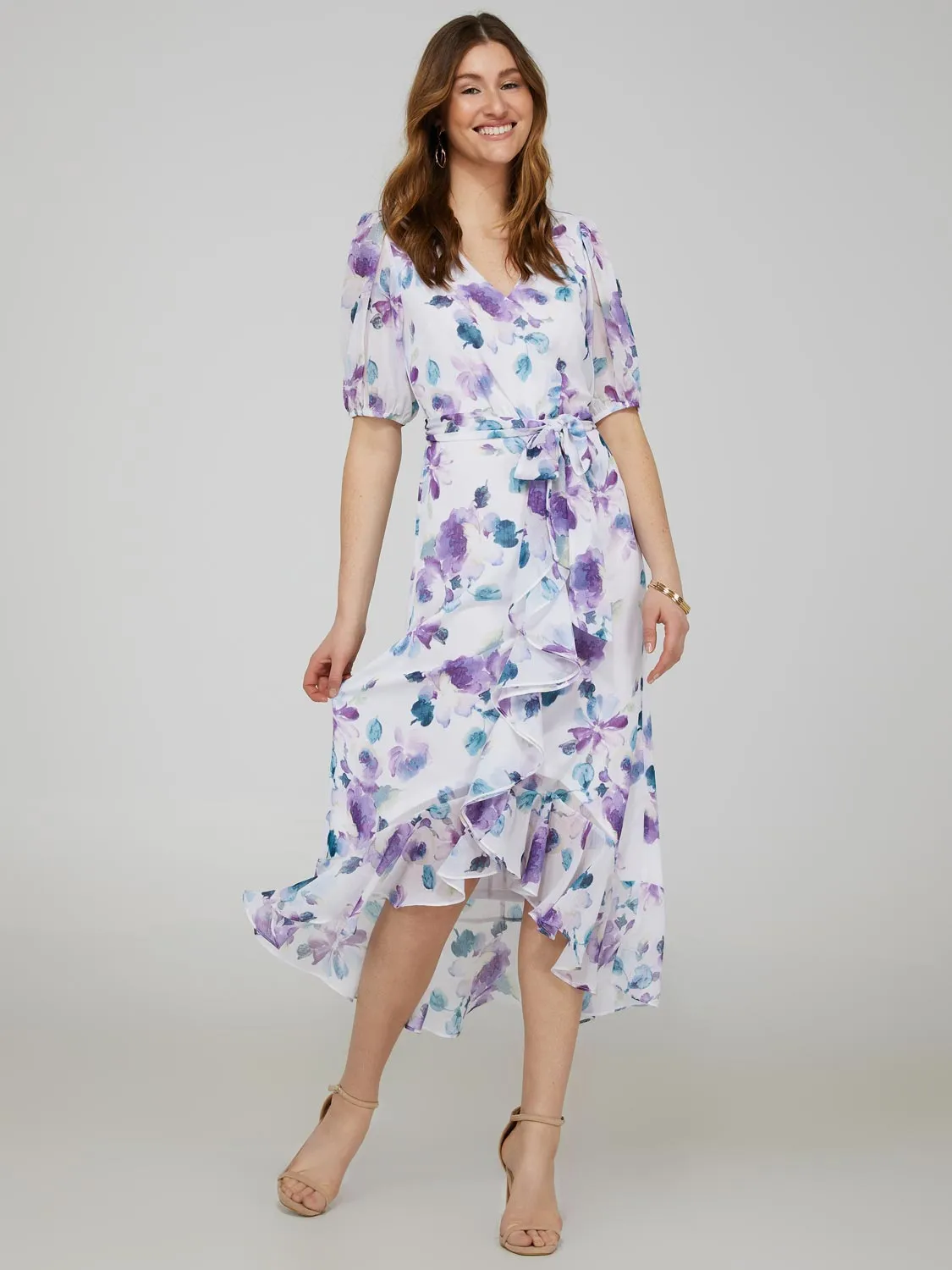Printed High-Twist Dress With Ruffled Skirt sold by Suzy Shier product image thumbnail 4