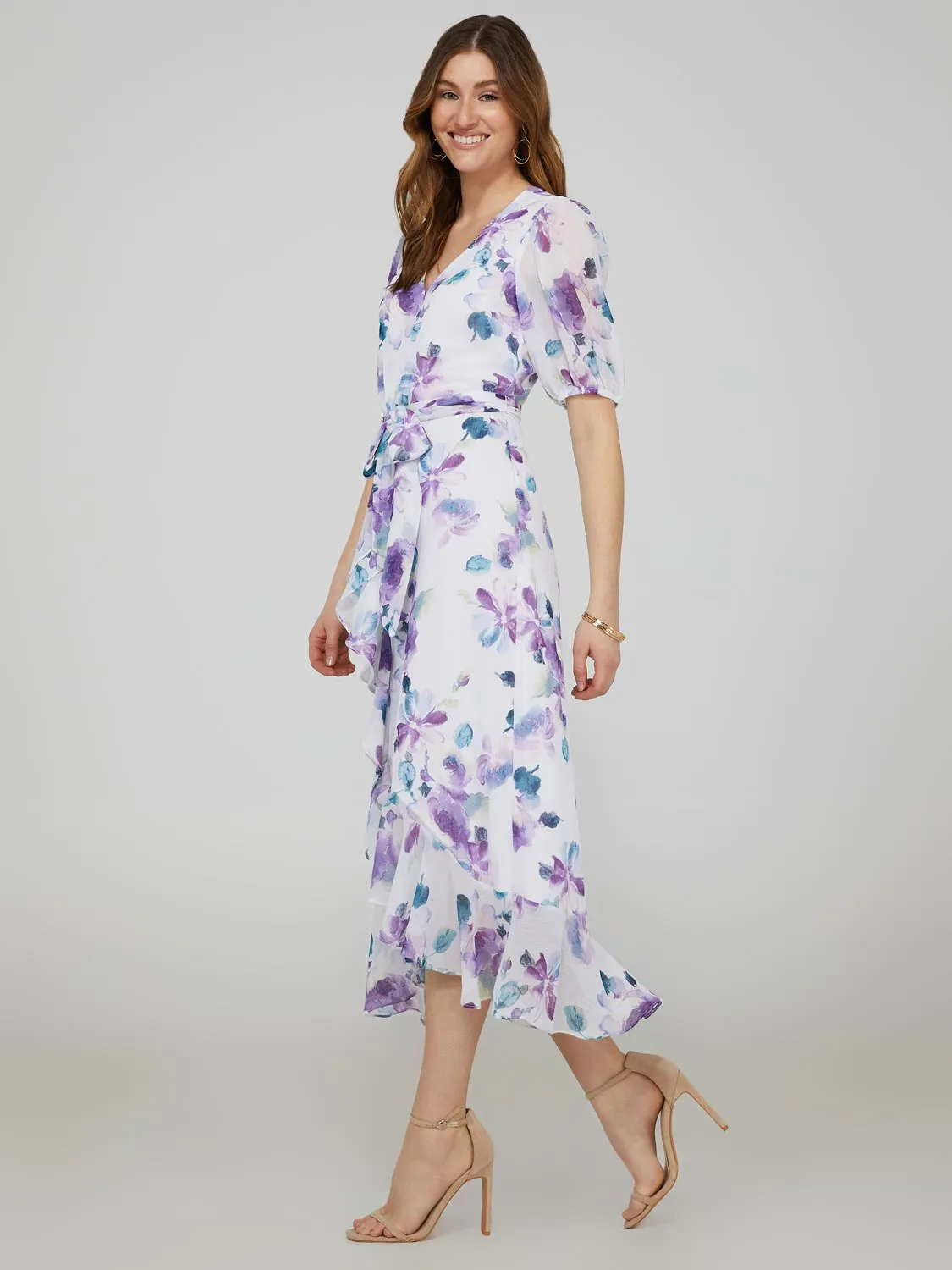 Printed High-Twist Dress With Ruffled Skirt sold by Suzy Shier product image thumbnail 5