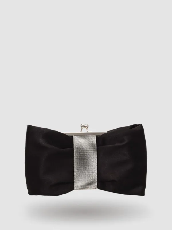 Satin Bow Shaped Minaudiere With Rhinestones sold by Suzy Shier