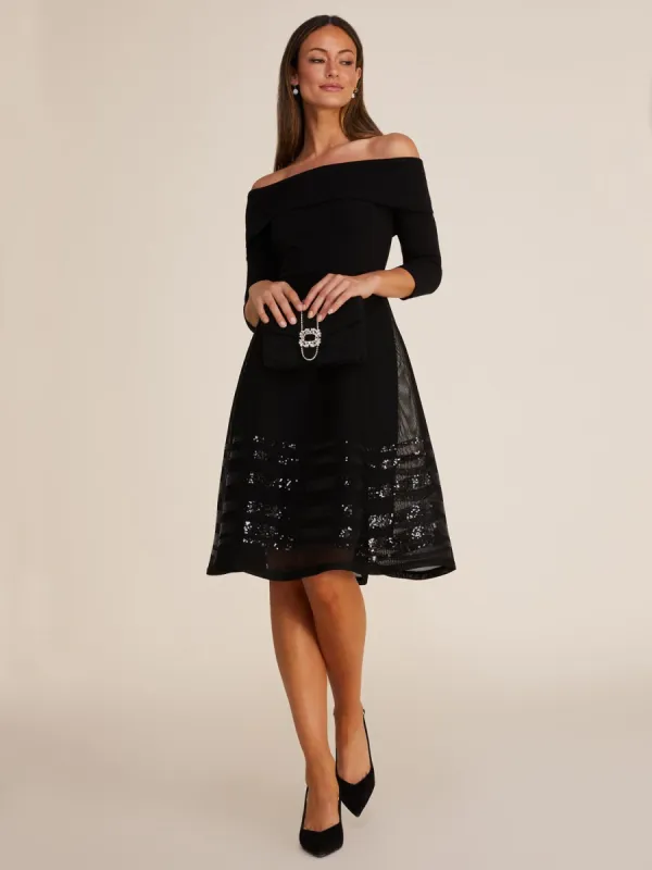 Off-The-Shoulder Fit & Flare Knee Length Dress sold by Suzy Shier