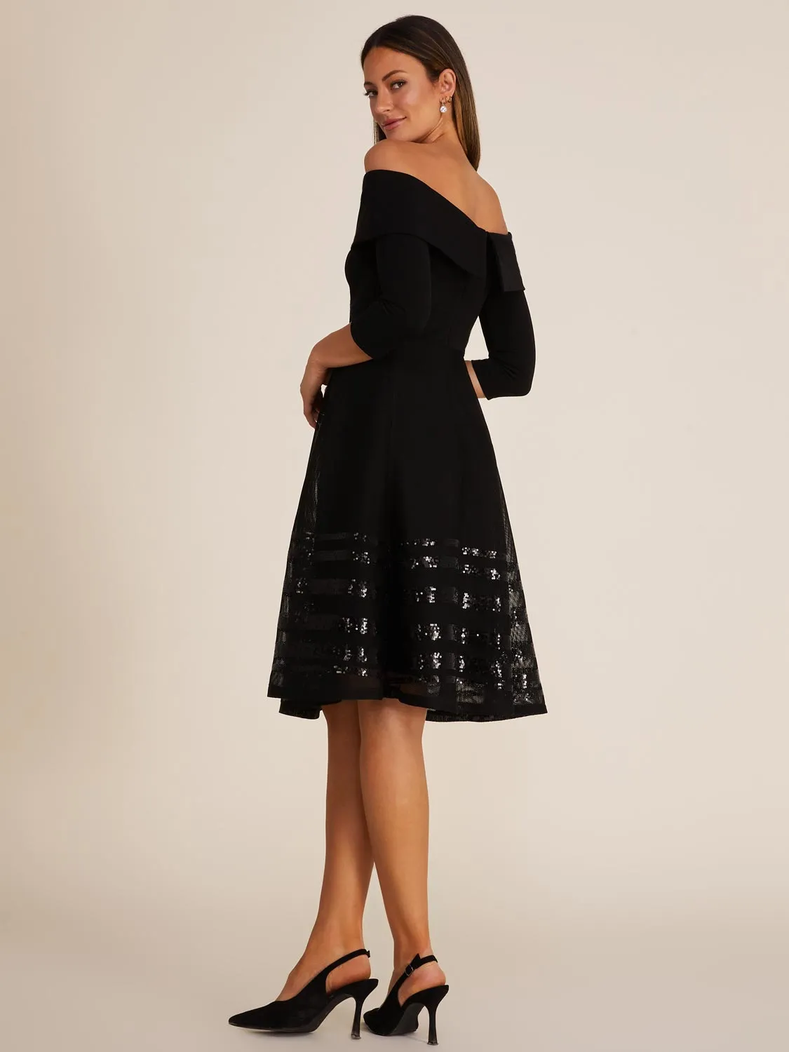 Off-The-Shoulder Fit & Flare Knee Length Dress sold by Suzy Shier product image thumbnail 3